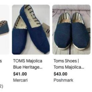 TOMS Alpargata  Majolica Blue Heritage Canvas shoes.
